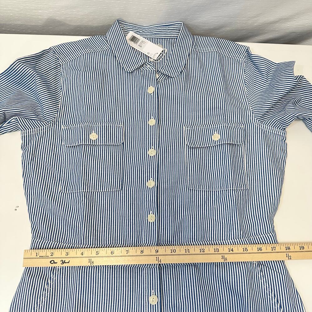 Outerknown Womens Overall Jumpsuit Size M Blue Stripe Linen Coastal Minimalist - Picture 13 of 16